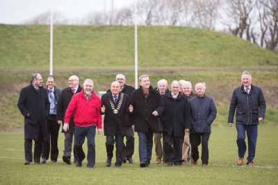 **NO REPRO FEE** New sports facilities open in Kilrush Mayor of Clare, Councillor Tom McNamara, today (Friday, 9 February 2018) officially opened new integrated playing pitches at the Active Kilrush Sports Complex in Kilrush. He is pictured with Minister Pat Breen TD, Gerry Flynn, Chair of the Social Development SPC, Liam Conneally, Director of Social Development, Clare County Council, Tim Forde, Head of Sports & Recreation, Clare County Council, Cllr Bill Chambers, Cllr PJ Kelly, Cllr Michael Hillery, Cllr Christy Curtin, Cllr Gabriel Keating, Matthew Kelly, Active Lilrush, James Healy , John Corry, Kilrush Municipal Development and Liam Williams, Chairman Kilrush Sports Complex Board. Photograph by Eamon Ward