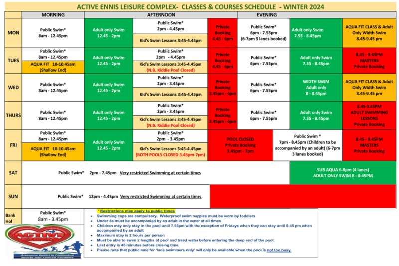 Prices, Membership & Opening Hours Active Ennis